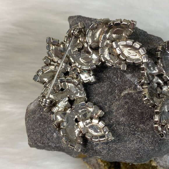 Vintage 40s Prong Set Rhinestone Demi Parure 3 Pc Necklace & Brooch Set - Picture 10 of 14